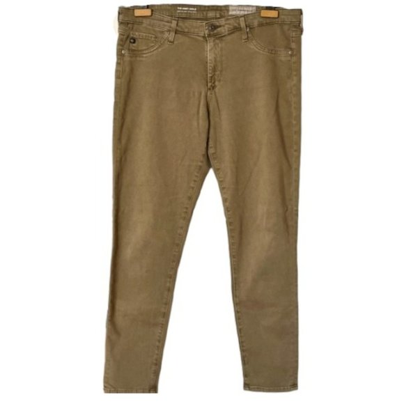 Adriano Goldschmied for Anthropologie Abbey Sateen Ankle Jeans - Olive - 32R - Picture 2 of 12